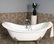 71" Cast Iron Double Ended Slipper Tub Drillings, Oil Rubbed Bronze Feet, No Fau