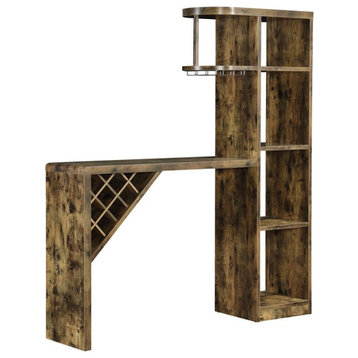 Coaster  Farmhouse Wood Bar Table Storage with 5-Shelf in Nutmeg