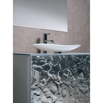 Luxury Crystal Wave Mirror Single Vanity 31.5",Gray