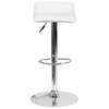 Contemporary White Vinyl Adjustable Height Barstool With Chrome Base
