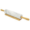 18" Marble Rolling Pin With Wood Cradle