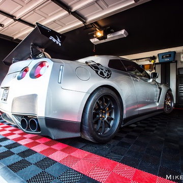 RaceDeck Garage Flooring install in Home Garage with GTR