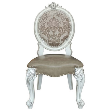 Acme Versailles Side Chair Set of 2 PU and Bone White Finsih