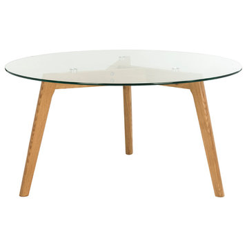 Marjoram Round Glass Coffee Table - Clear Class