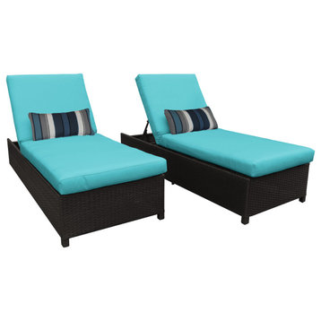 Barbados Wheeled Chaise Set of 2 Outdoor Wicker Patio Furniture in Aruba