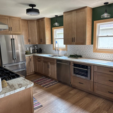 Warm & Functional: Birch Cabinet Kitchen Remodel with River Gold Countertops