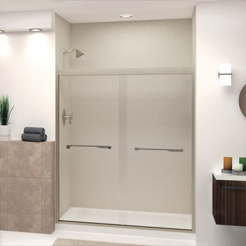 Frederick 59 in. W x 70 in. H Shower Door in Brushed Nickel with Clear Glass