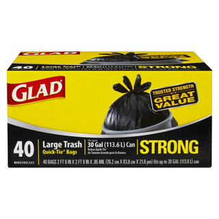 Glad 40-Count 30 Gallon Black Trash Quick-Tie Trash Bags - 60035