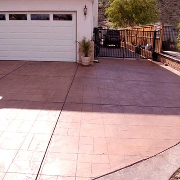 Red Stamped Concrete Driveway