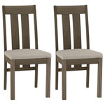 Bentley Designs - Turin Dark Oak Slatted Chairs, Set of 2, Pebble Grey Fabric - Turin Dark Oak Slatted Chair Pair - Pebble Grey Fabric will add an indulgently warm feel to any room. With rustic oak veneers set in solid American oak frames in a rich dark oiled finish Turin dining naturally embodies a casual and contemporary aesthetic.