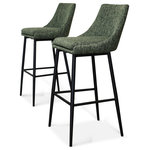 Gingko Furniture - Emma Counter Stool, Set of 2 Stools, Jade Green - The counter stool delivers great comfort and style and easily fits in with a range of decors modern, contemporary, or transitional. Emma has a super-comfortable seat that encourages family and friends to relax and enjoy gathering together. Upholstered in modern easy to clean fabrics, to the seat cushions are removable and can be dry cleaned as necessary. Sold in sets of two stools. The stable metal base in matte black features slim, tapered legs. This fabulous 36inch seat height counter stool will instantly update the style of any kitchen or bar.