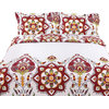 Casablanca Boho Paisley Red White Quilt Bedspread Set, Twin