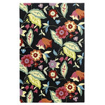 Company C - Samantha Hand Hooked 8'x10' Outdoor Rug, Black - Inspired by vintage botanical illustrations, we cultivated a vibrant garden of perennial favorites against a rich, black ground. A blue ribbon winner in any horticultural show, and a great way to celebrate the spectacle of nature.