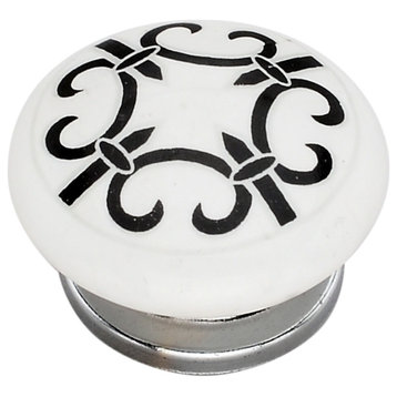 Ceramic Round, 1-1/2 '' Decorative Hardware White Cabinet Knobs 10-pcs