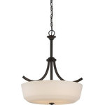 Nuvo Lighting - Nuvo Lighting 60/5927 4 Light 19-1/2"W Pendant - Forest Bronze - Features Crafted from metal White glass shade Requires (4) 60 watt medium (E26) bulbs Chain suspended design Dimmable UL rated for dry locations Dimensions Height: 22-3/8" Width: 19-1/2" Product Weight: 17.1 lbs Chain Length: 48" Wire Length: 144" Electrical Specifications Bulb Base: Medium (E26) Number of Bulbs: 4 Bulbs Included: No Watts Per Bulb: 60 watts Wattage: 240 watts Voltage: 120 volts