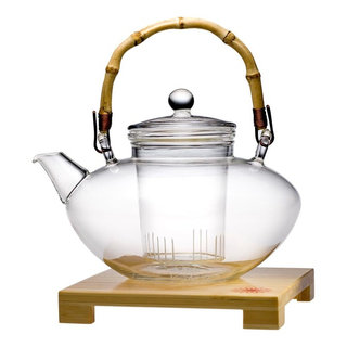 Primula, Black Tempo Glass Teapot with 2 Flowering Teas, 40 oz, 40 Ounces