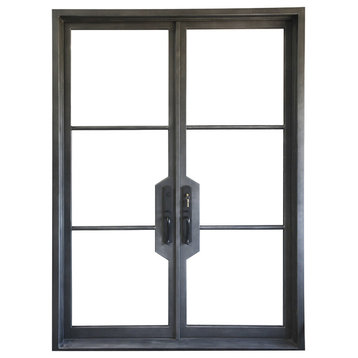 96''x72'' Wrought Iron Entry Door With Double LOW-E Glass Locks, Left Hand