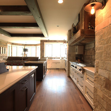Apron Front Sink in Farmhouse Kitchen with Reclaimed Wood