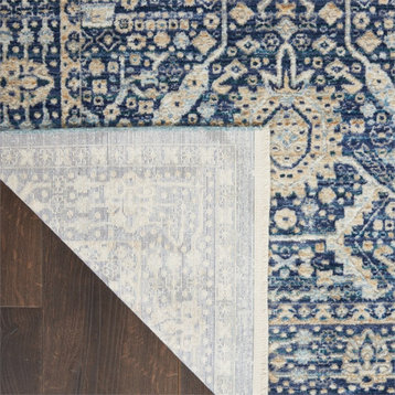 Nourison Silken Weave Rectangle Luxcelle Polyester Area Rug in Blue