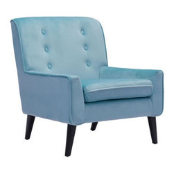 Zuo Coney Arm Chair Aqua Velvet - Armchairs And Accent Chairs