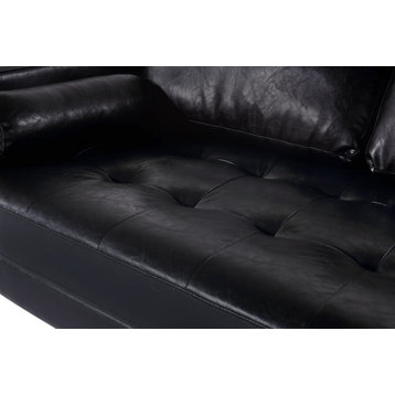 Cosmic Modern Contemporary Leather Armchair, Black, Love Seat