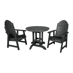 Highwood USA - Hamilton 3-Piece Round Dining Set, Black - Outdoor Dining Sets