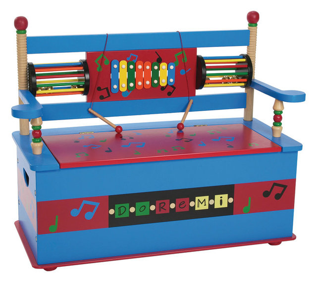 Musical Bench Seat With Storage Transitional Kids Storage Benches