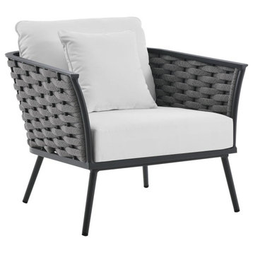 Stance Outdoor Patio Aluminum Armchair - Gray White EEI-3054-GRY-WHI