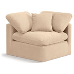 Meridian Furniture - Indulge Upholstered Modular Chair, Beige, Down Stuffed Velvet, Corner Chair - Experience ultimate comfort and style with our beige velvet Indulge Corner Chair. The luxurious velvet will elevate the aesthetic of any room. This chair provides ample space for you to relax while its modular build offers the option of unlimited configurations. Whether you're looking to add a stylish element to your living room or a comfortable seating option to your bedroom, this chair is the perfect choice.