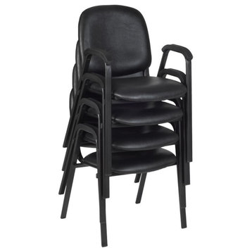 Ace Vinyl Stack Chair, 4 pack, Black