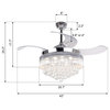 Crystal Retractable Blades Ceiling Fan With Light, 3000K