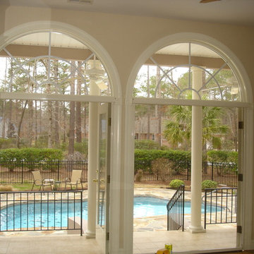 Retractable screens for pool patio with french doors