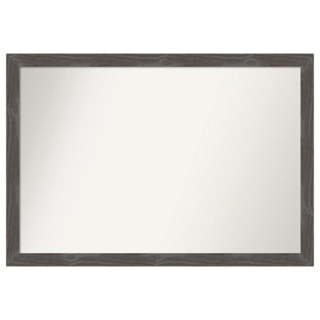 Woodridge Rustic Grey Non-Beveled Wood Bathroom Mirror 39x27"