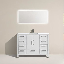 48" Gloss White Vanity with White Quartz Counter Top - Bathroom Vanities And Sink Consoles