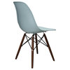 Nature Series DSW Molded Dining Chair, Dark Walnut Wood Eiffel Legs, Ice Blue