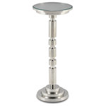 Currey & Company - Para Silver Drinks Table - When she designed the Para Silver Drinks Table, our furniture director Aimee Kurzner was channeling her take on modernity. Made of cast aluminum in a shiny nickel finish, the little table is inset with a glass top. We also offer the Para in  a gold version.