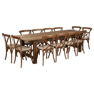 9'x40" Antique Rustic Folding Farm Table Set