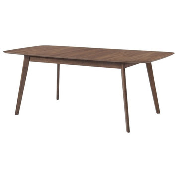 Benzara BM163722 Wooden Dining Table With Round Corners, Walnut Brown