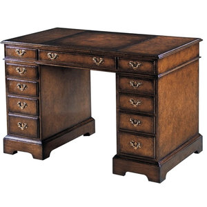 Burled Oval Partners Desk Traditional Desks And Hutches By