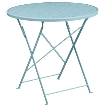 30" Folding Patio Table, Sky Blue