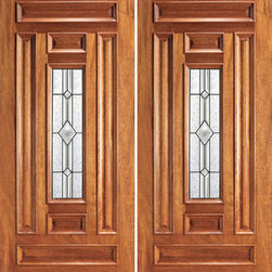 Mahogany Center Lite Exterior Double Door - Front Doors