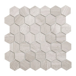 Cooper Mosaic Wall and Floor Tile, Wooden White Marble, Set of 10 - Wall And Floor Tile