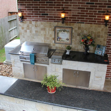 Outdoor Kitchen, Fire Feature, and Stamp Overlay in Humble