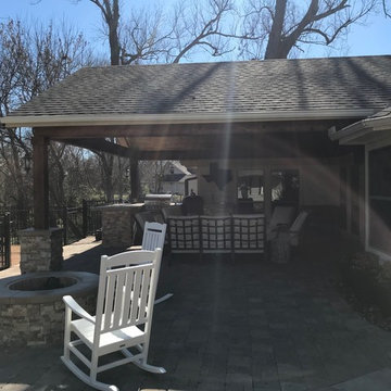 Open Gable Patio Cover, Outdoor Kitchen, Deck, Firepit and Paver Patio