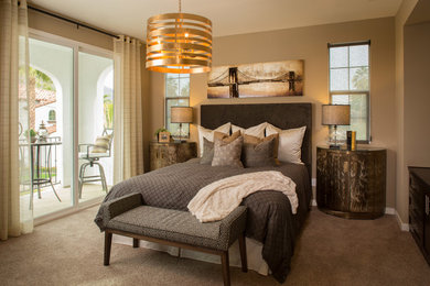 Example of a transitional master bedroom design in Los Angeles