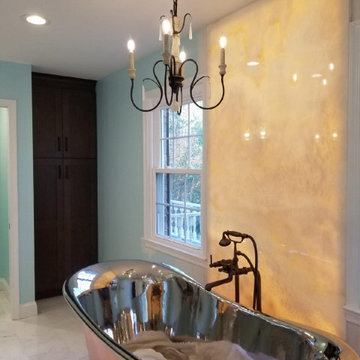 Luxury Marble Spa Bathroom With Copper Freestanding Tub