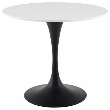 Modway Lippa 36" Round Lacquered MDF Wood Dining Table in Black/White