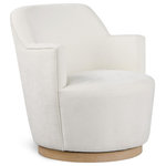 Meridian Furniture - Clarita Swivel Accent Chair, Cream, Chenille Fabric - Enhance the comfort and style of your room with the Clarita Chenille Fabric Swivel Accent Chair. This chair features soft cream chenille fabric and is designed as a swivel chair with a natural wood finish base. It's perfect for curling up with your favorite book or settling in to watch your favorite show.