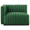 Modway Conjure 4-Piece Performance Velvet Sectional in Black and Emerald