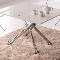 Modern White and Chrome Adjustable Dining Table - Dining Tables